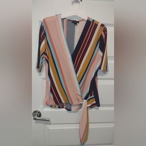 Summer blouses short sleeve wrap up
